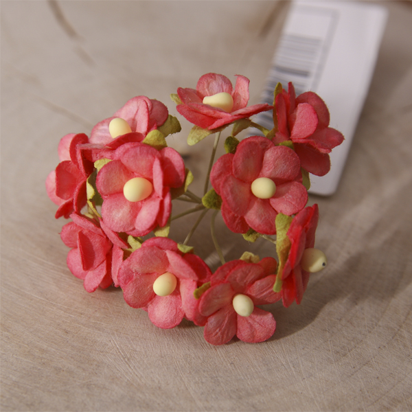 Букет цветов вишни 15 мм. Цвет коралловый