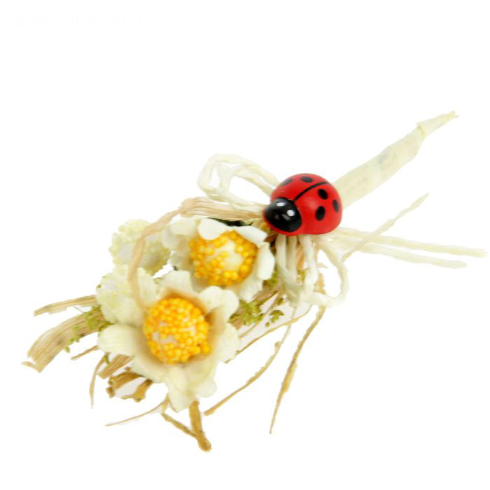 Букетик декоративный "Полевые цветы с божьей коровкой"