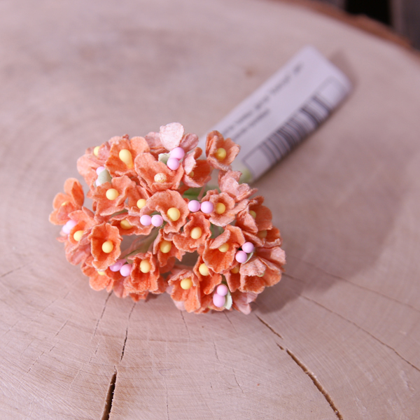 Букетик тканевых цветов "Алиссум", цвет персиково-оранжевый