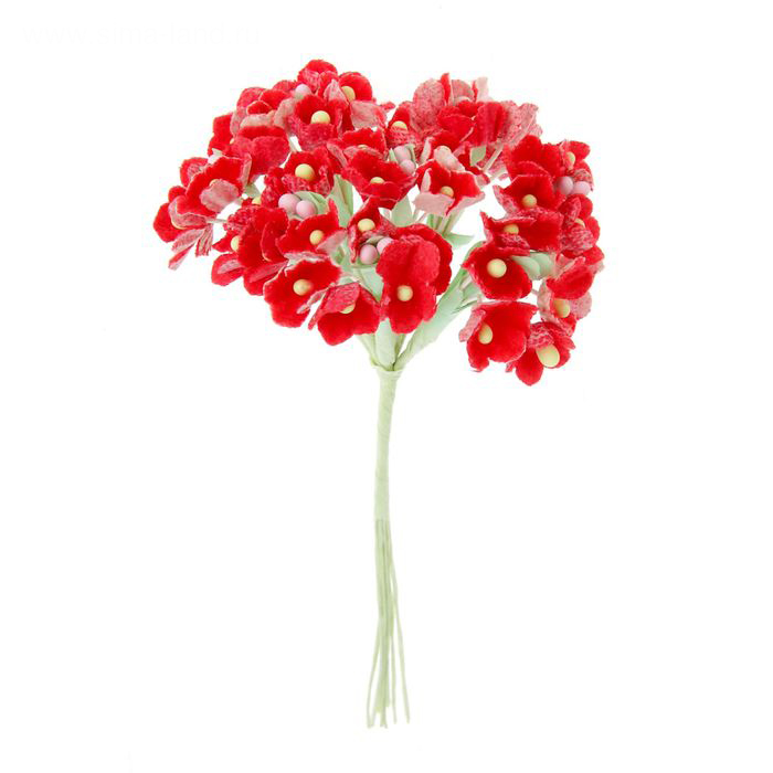 Букетик тканевых цветов "Алиссум", цвет красный