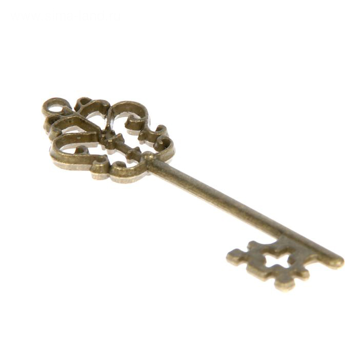 Подвеска металлическая "Ключ от замка". Цвет античный бронзовый (186)