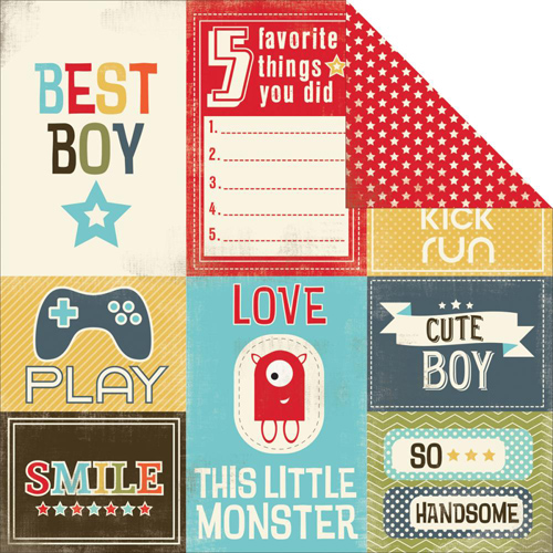 Двусторонняя бумага Carta Bella "Boy Oh Boy' Cards(CBL88)