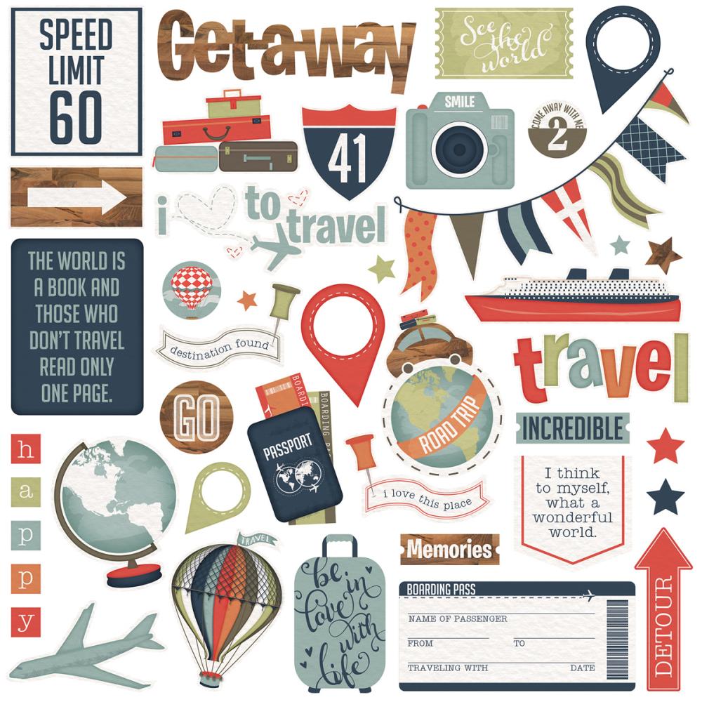 Картонные наклейки Photo Play "Boarding Pass", 30 х 30 см