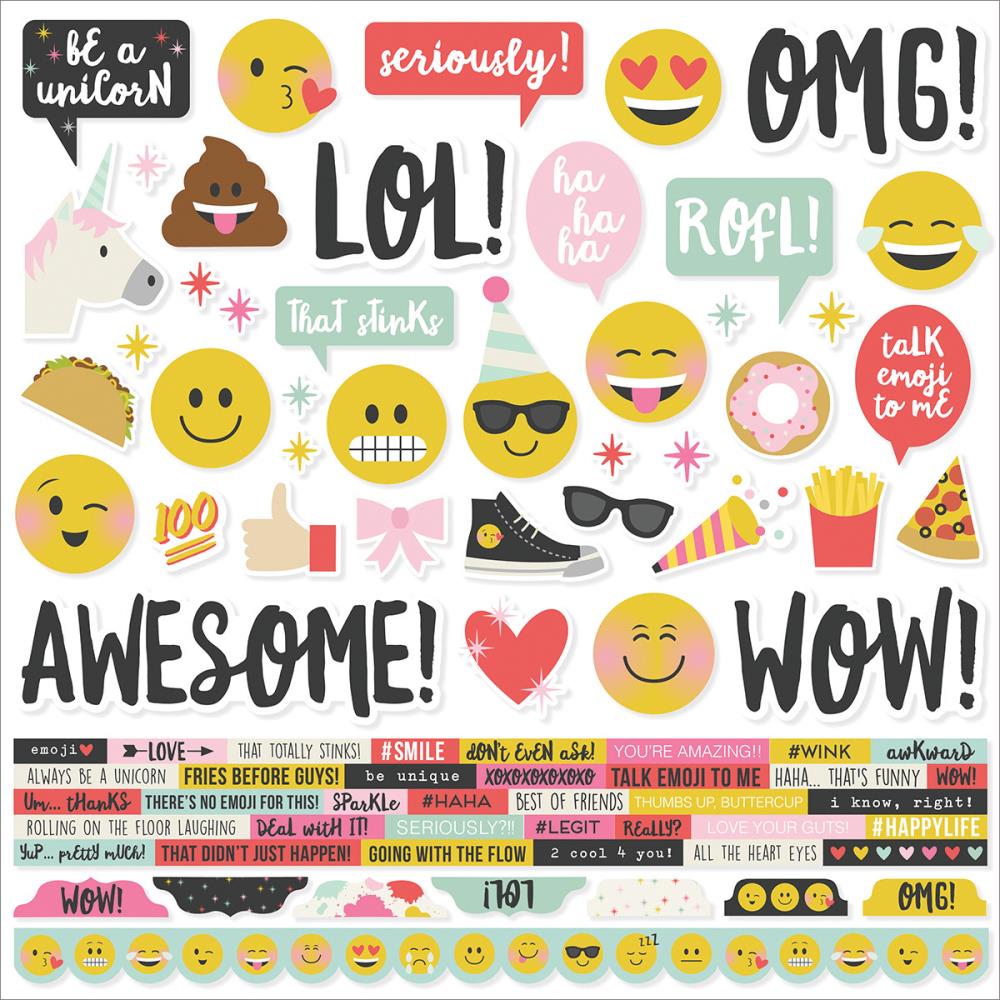 Картонные наклейки Simple Stories "Emoji Love"