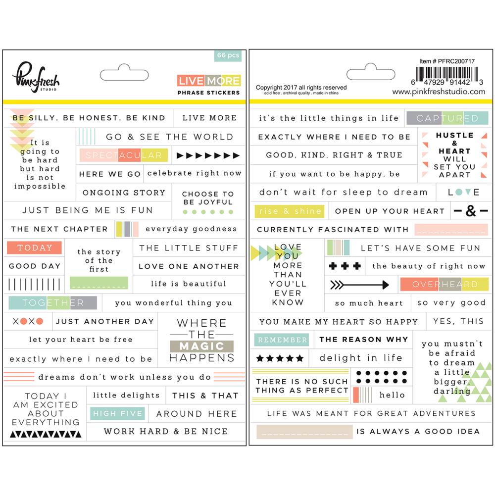Набор наклеек Pinkfresh Studio "Live More", фразы