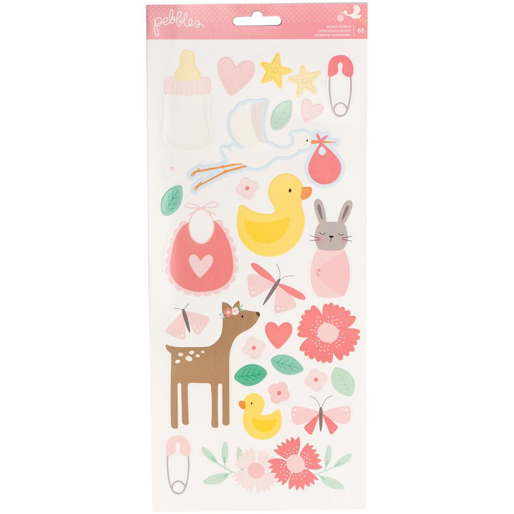 Картонные наклейки  Pebbles "Lullaby Baby Girl "