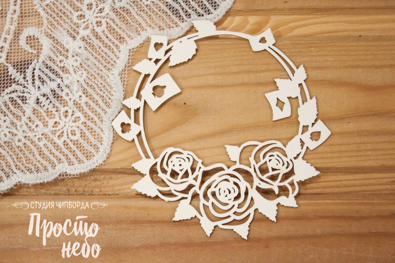 Чипборд Просто Небо. "Рамочка с розами и картами"