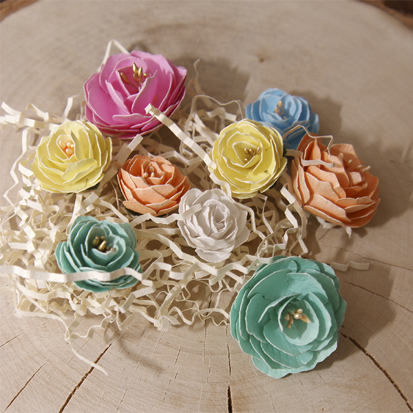 Набор бумажных розочек "Танина клумба", пастельный микс