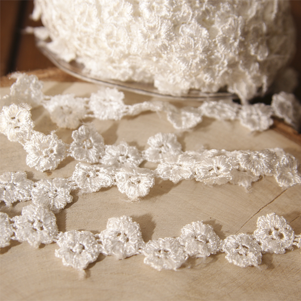 Гипюр "Мини-цветочки 12 мм ", цвет белый