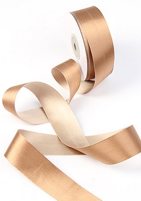 Лента сатиновая 3,2 см двухцветная. Цвет какао мусс