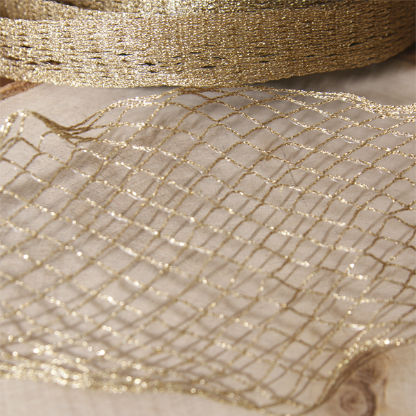 Лента-сетка металлик, цвет золото