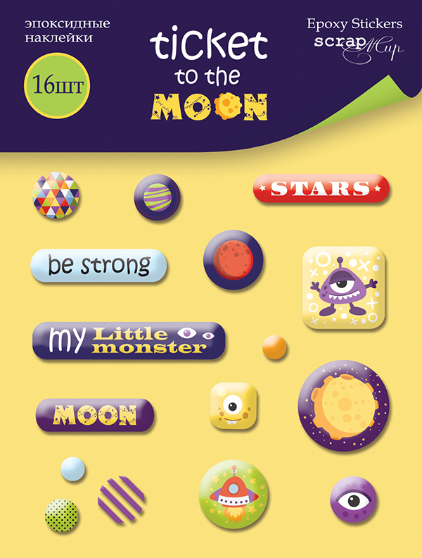 Эпоксидные наклейки ScrapМир "Ticket to the moon"