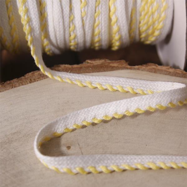 Лента для каптала, жёлтая строчка, ширина 0.8 см.