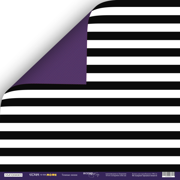 Бумага Scrapмир "Ticket to the Moon", Тёмные линии (SM240)