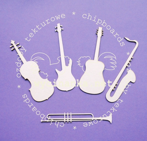 Вырубные элементы из чипборда "Музыкальные инструменты средние" (124)