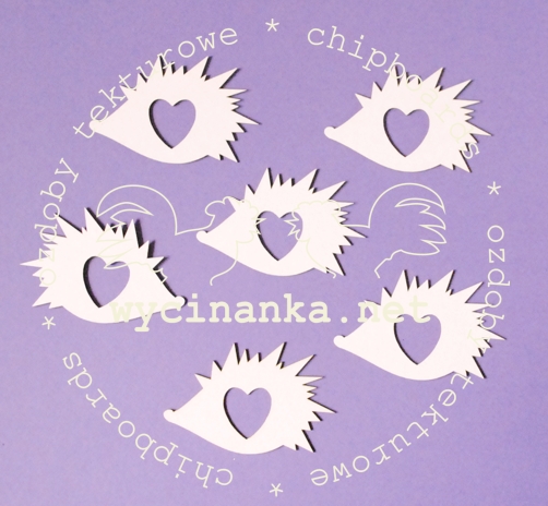 Вырубные элементы из чипборда "Ёжики с сердечком"(51)