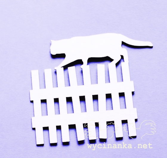 Вырубные элементы из чипборда "Кошка на заборе" (145)