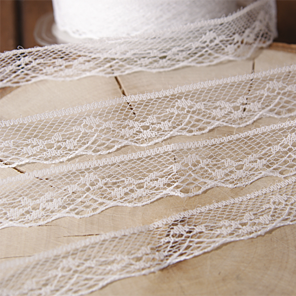 Кружево нейлоновое 18 мм, цвет белый (069774)