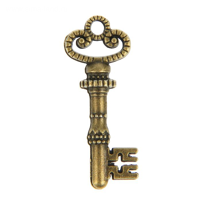 Подвеска "Ключик ажурная ручка". Цвет античный бронзовый (556)
