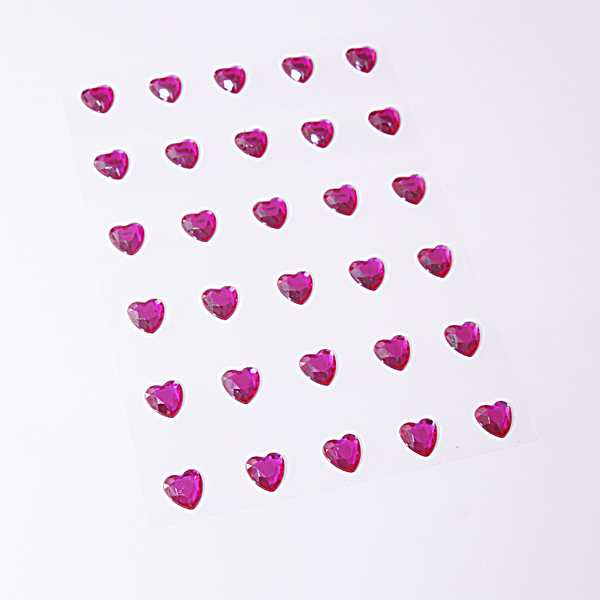 Набор самоклеющихся страз "Сердечки", цвет фуксия