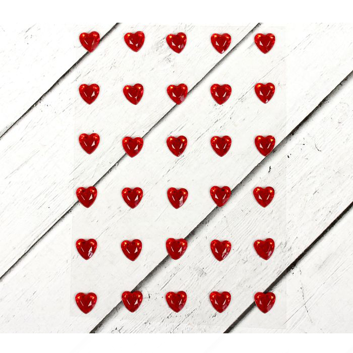 Набор самоклеющихся страз "Сердечки", цвет красный