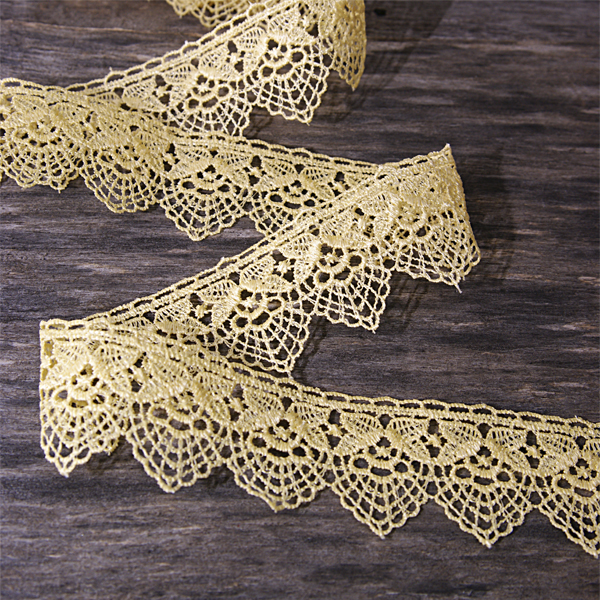 Кружево гипюрное 4 см "Раковина", цвет жёлтый