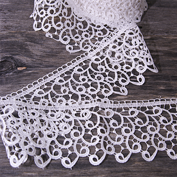 Кружево гипюрное 7 см "Завитки", цвет молочный белый