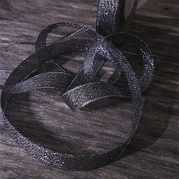 Лента металлизированная 12 мм, цвет чёрный