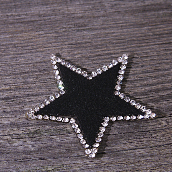 Термотрансферная наклейка из фетра и страз "Звезда", цвет чёрный