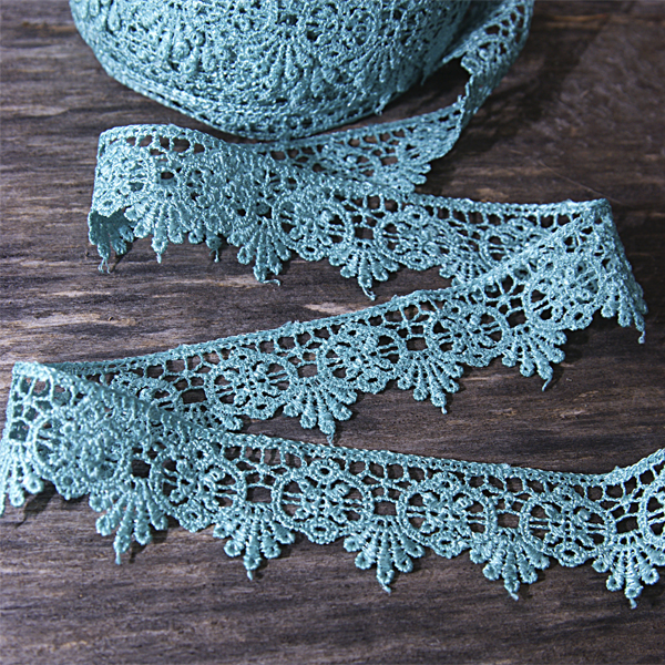 Кружево гипюрное 30 мм, цвет карибский голубой