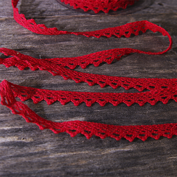 Кружево вязаное 10 мм "Треугольнички" , цвет красный