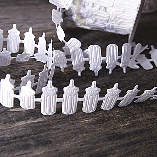 Лента фигурная 2 см "Детские бутылочки", цвет белый