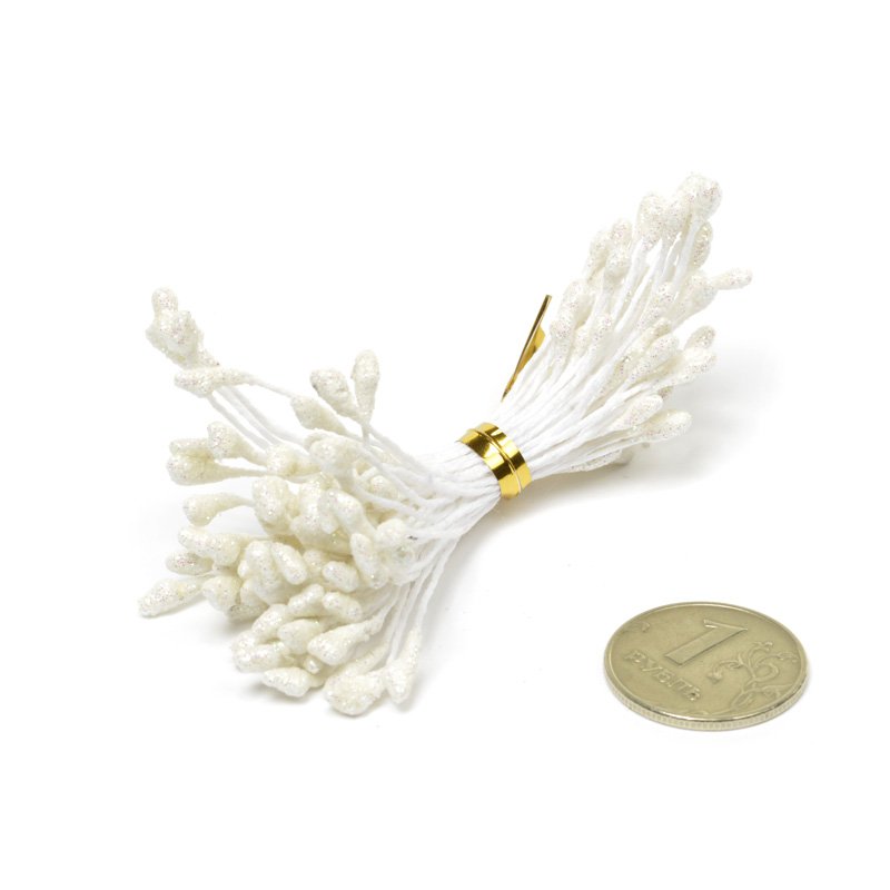 Тычинки Magic, цвет блестящий белый, 80 шт