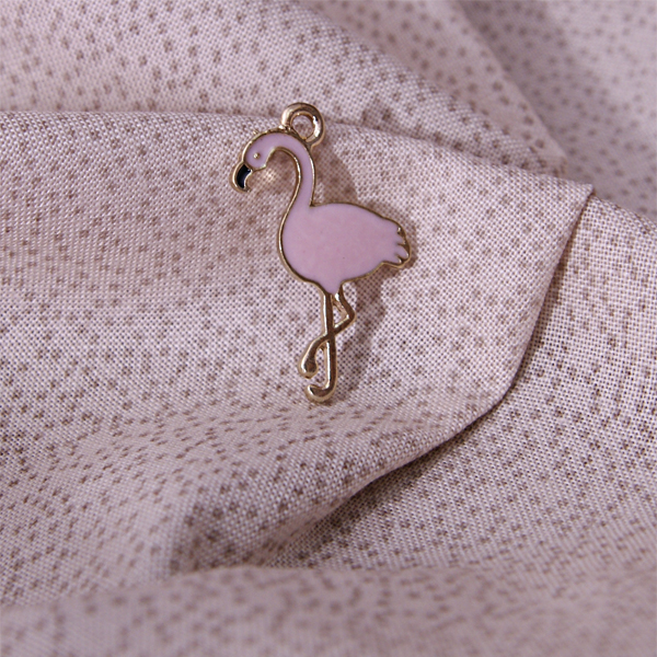 Подвеска металлическая "Фламинго", цвет розовый с золотым (575)