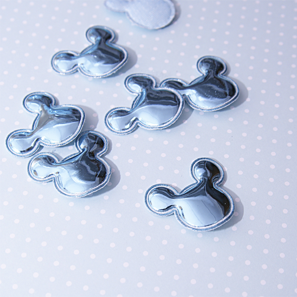 Украшение из кожзама "Микки", цвет голубой (582)