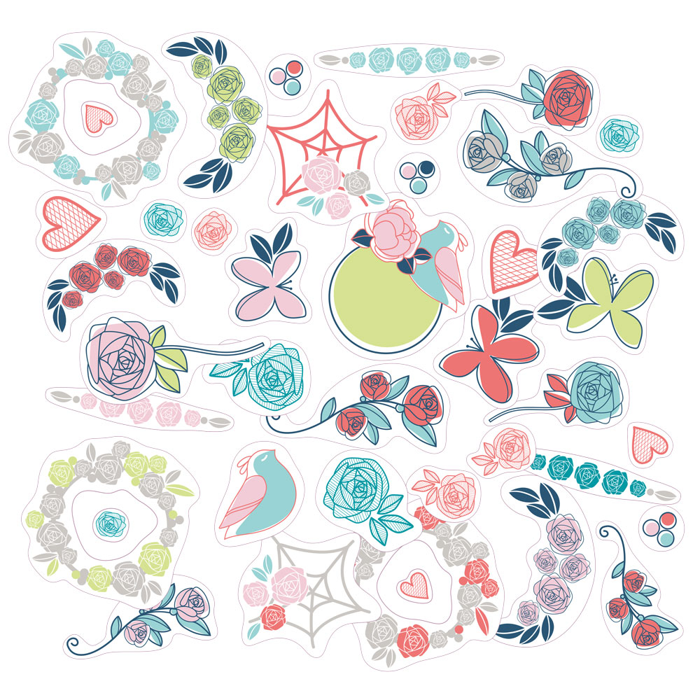 Набор вырубных элементов из картона MrPainter "Пыльная роза"