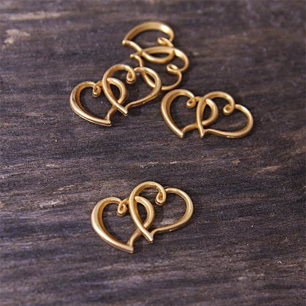 Подвеска "Двойное сердце",цвет золотой (595)