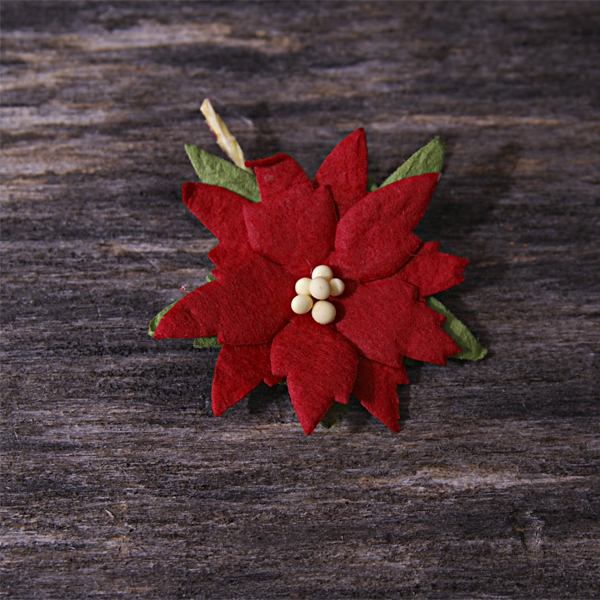 Цветок пуансетии 3,5 см объёмный, цвет красный