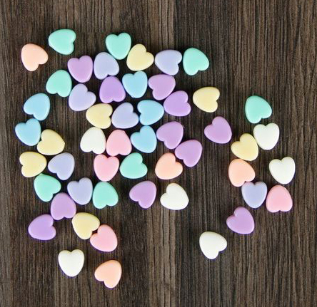 Набор бусинок "Сердечки", пастельные цвета