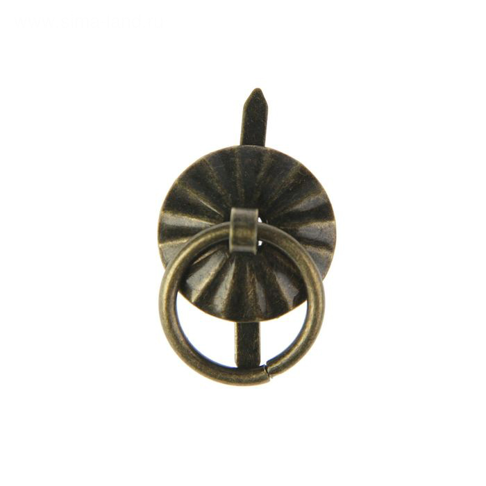 Металлическая мини-ручка круглая 1 см с кольцом. Цвет античный бронзовый (605)