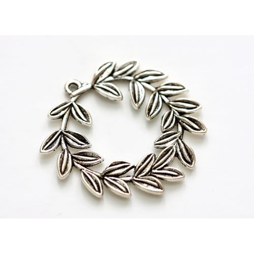 Подвеска металлическая "Лавровый венок" Серебро (214)