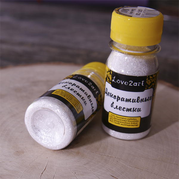 Блёстки (сухой глиттер) Love2art , цвет белый