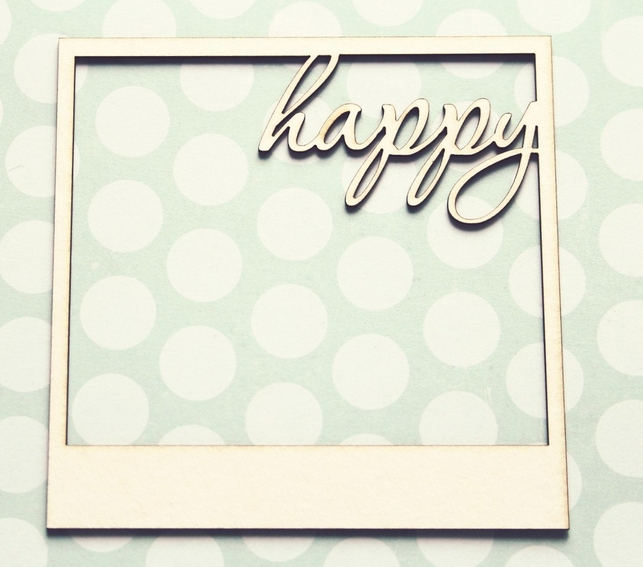 Чипборд WoodCraft "Полароид Happy"