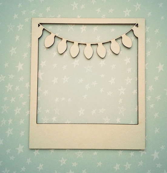 Чипборд WoodCraft "Полароид с гирляндой"