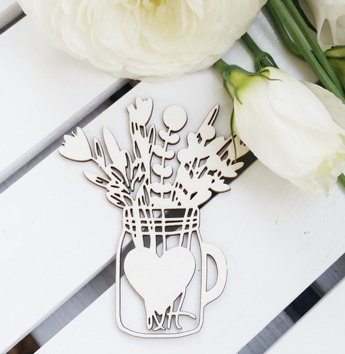 Чипборд WoodCraft "Букет в банке"