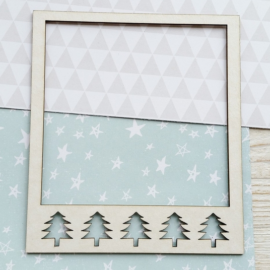 Чипборд WoodCraft "Полароид с елочками"