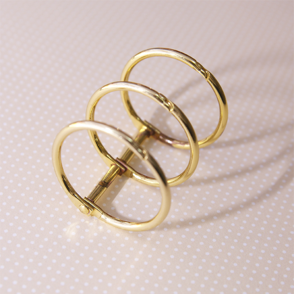 Кольца разьёмные 3,5 см НА ПЛАНКЕ, цвет золотой