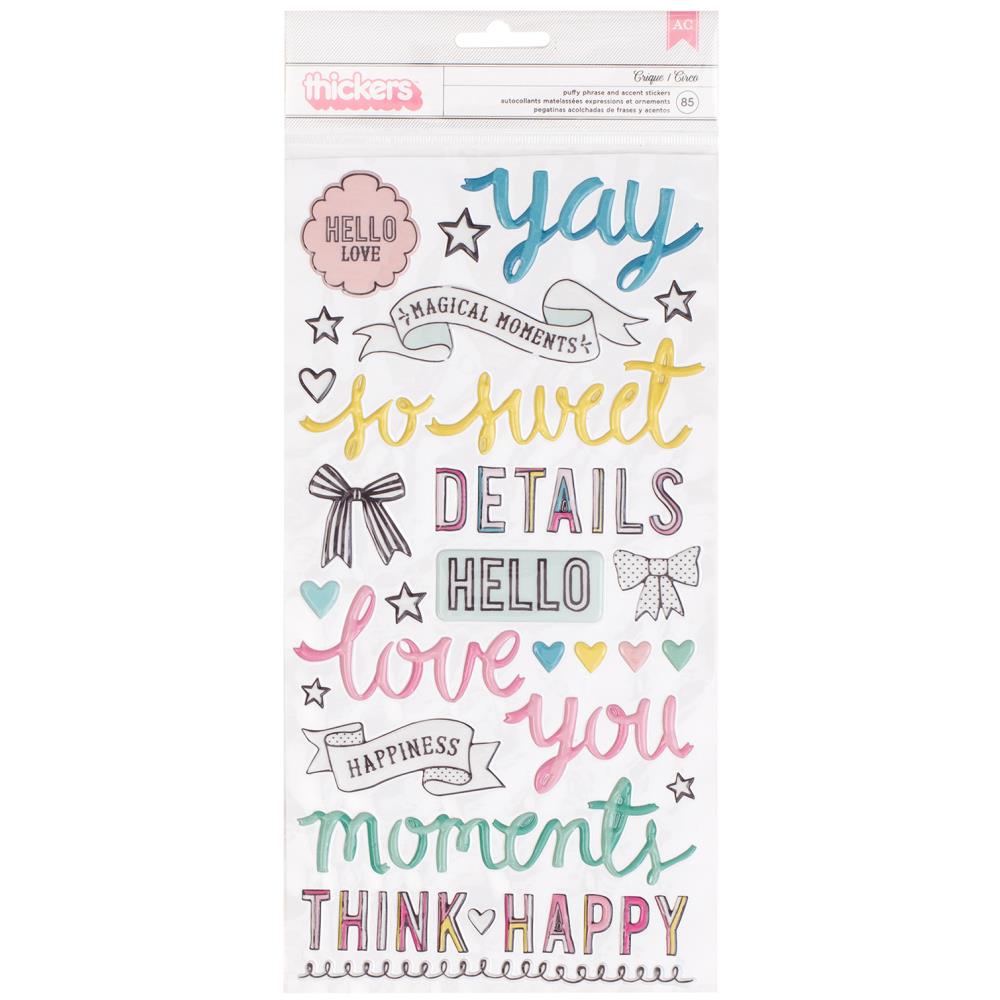 "Пухлые" Puffy наклейки Crate Paper "Carousel", фразы