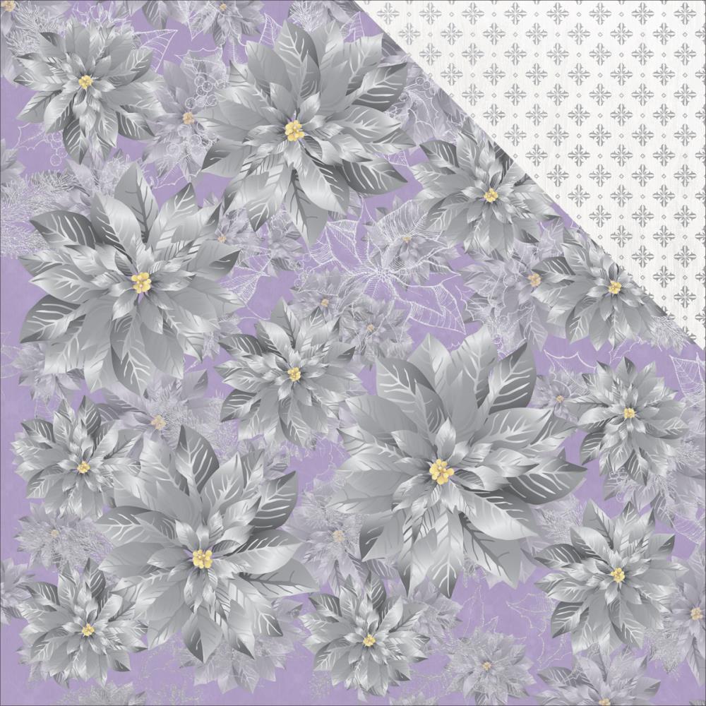 Двусторонняя бумага Kaisercraft "Christmas Jewel" Silver Poinsettia (Kaiser511)