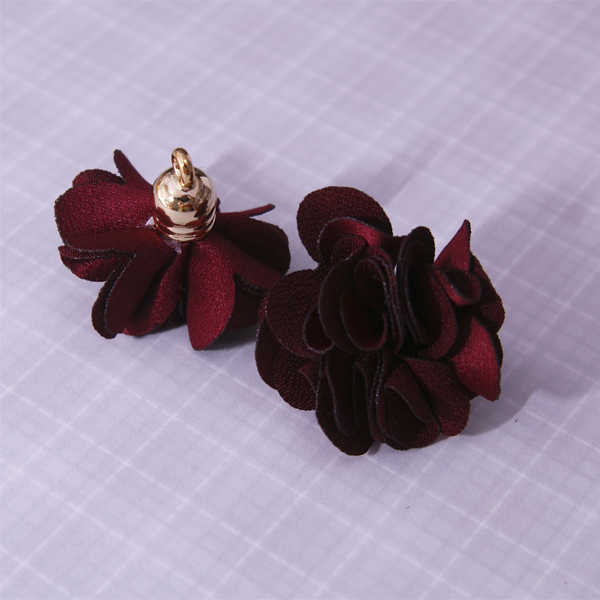 Подвеска - тканевый цветочек, цвет бордовый (613-2)